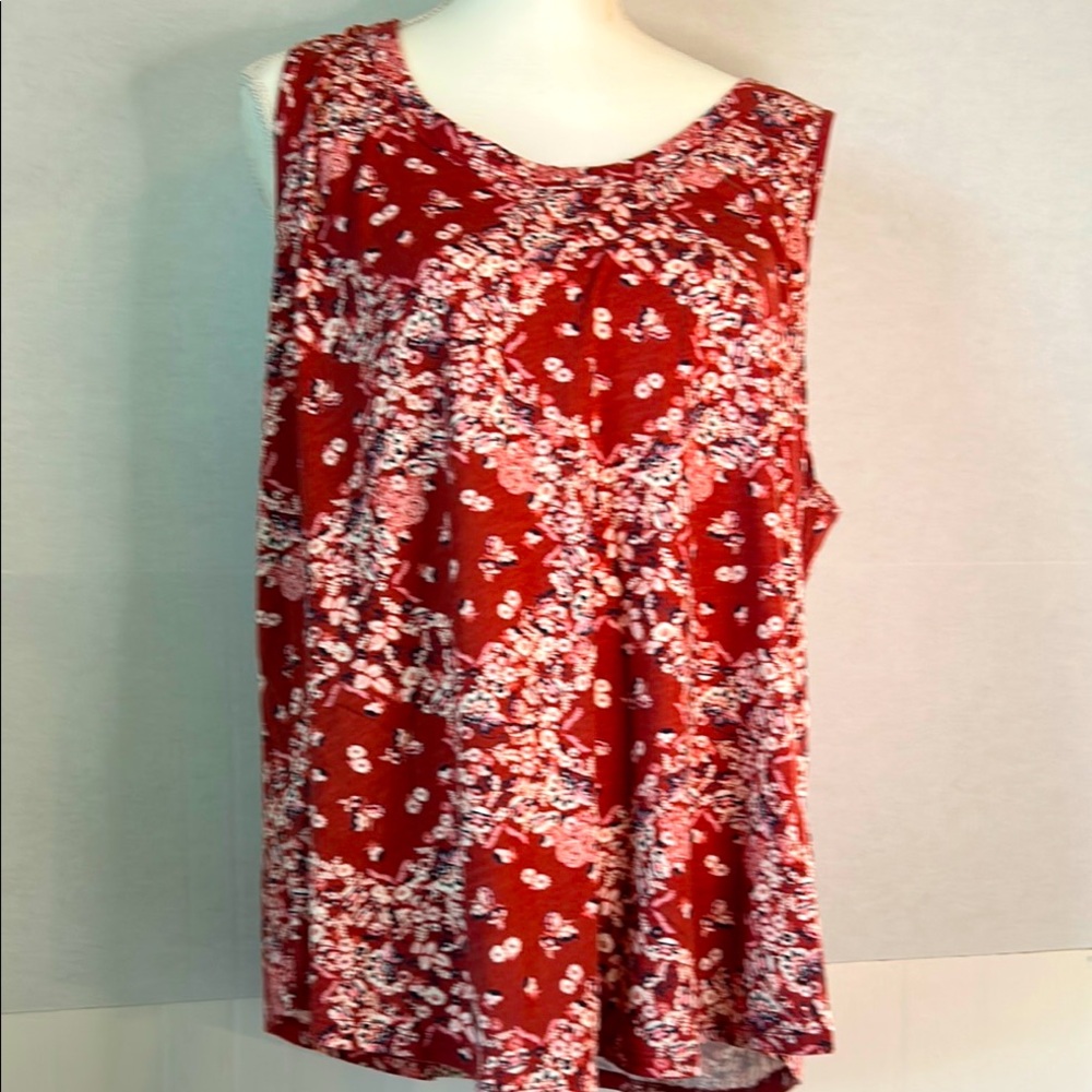 NWT  24/7 by Maurice’s Brown Handkerchief Print Tank Top Size 2X